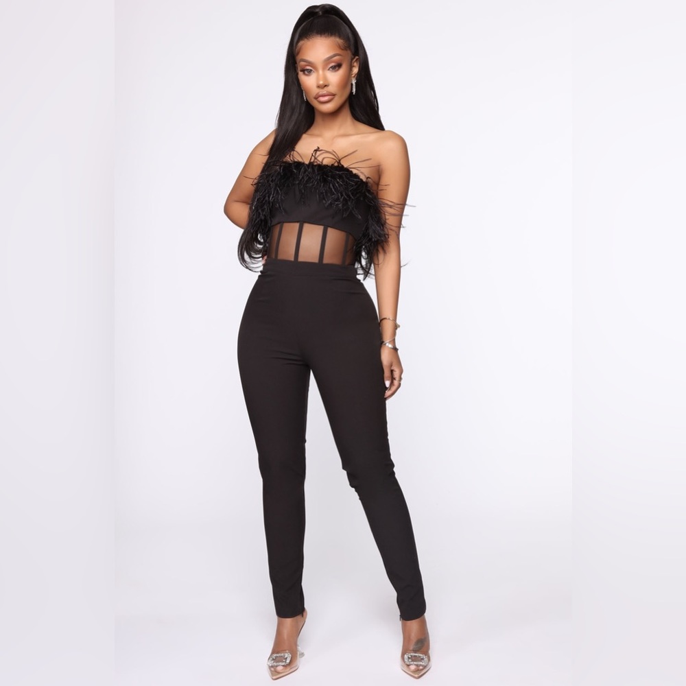 FASHION NOVA Steal The Spotlight jumpsuit Black Sz S NWT